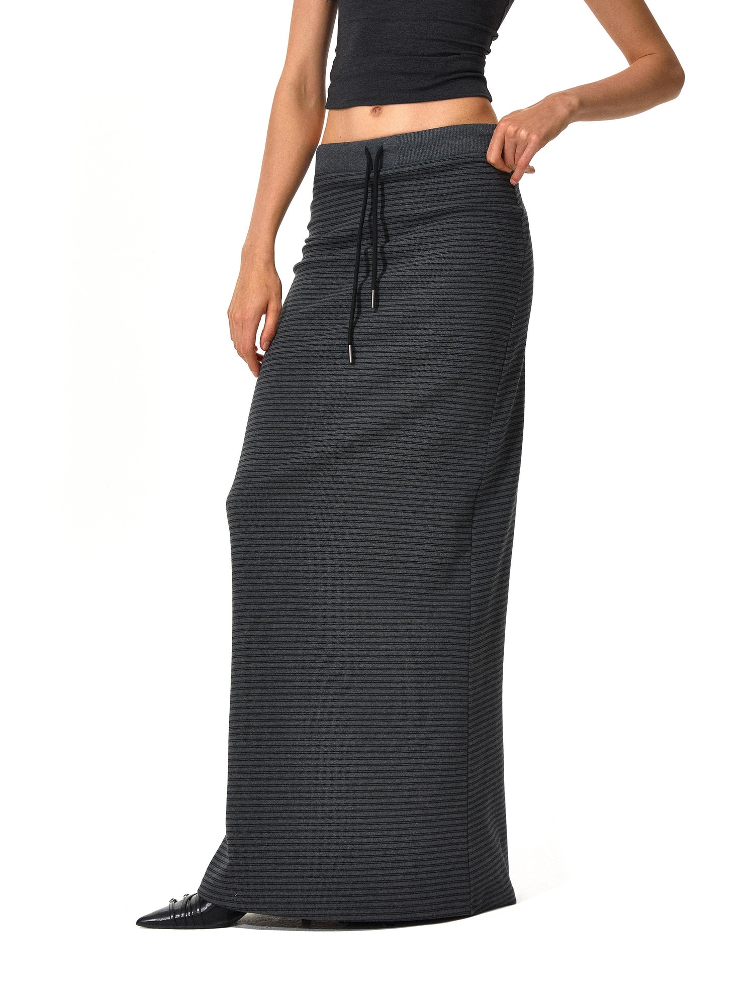 Kvkv Striped Slim Fit Drawstring Wrap Skirt 22