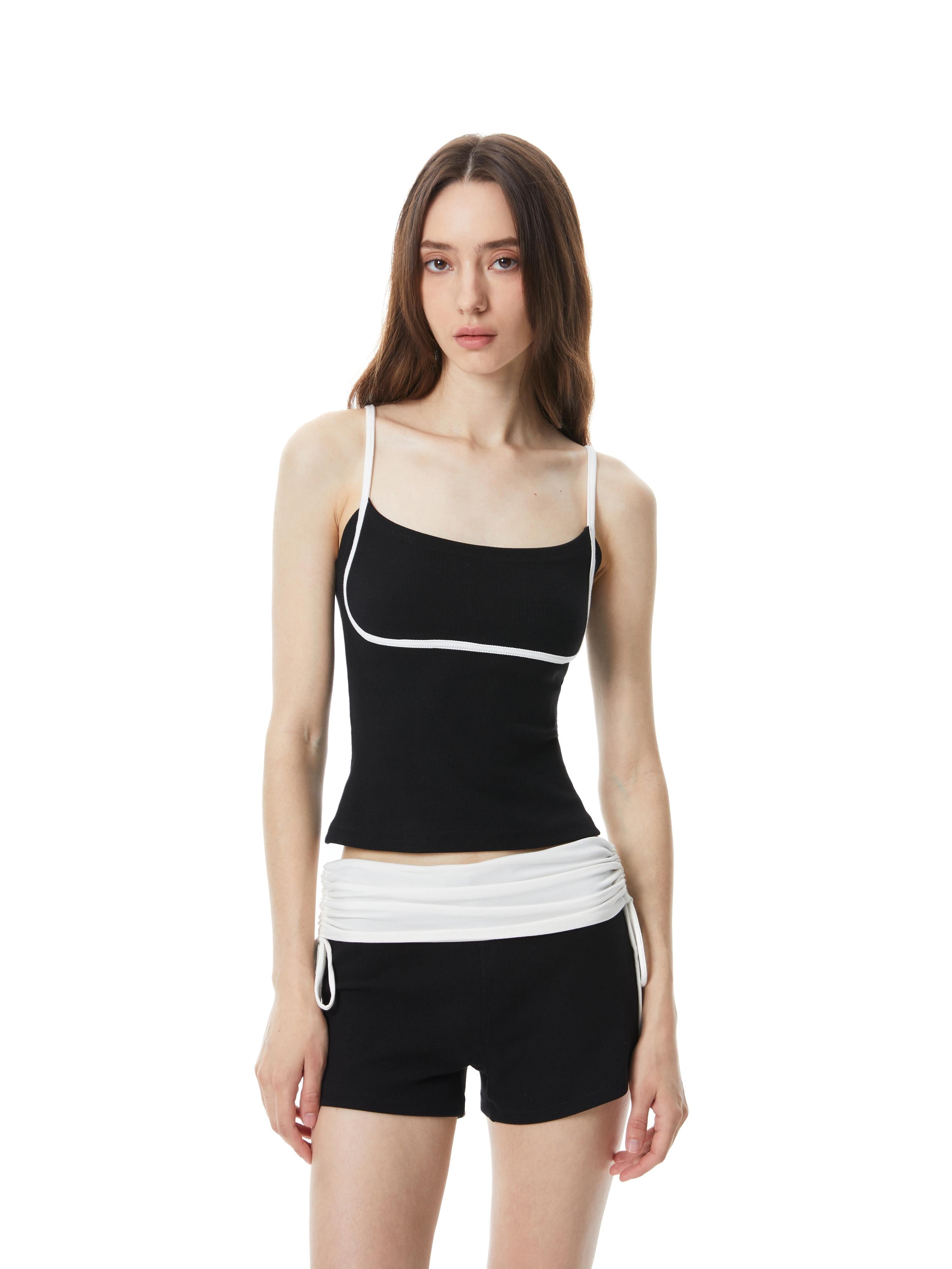 Kvkv Vacation Series  Line Contrasting Color Strap Tank Top Sexy And Spicy Girl Slimming Slim Design Sleeveless Top 30