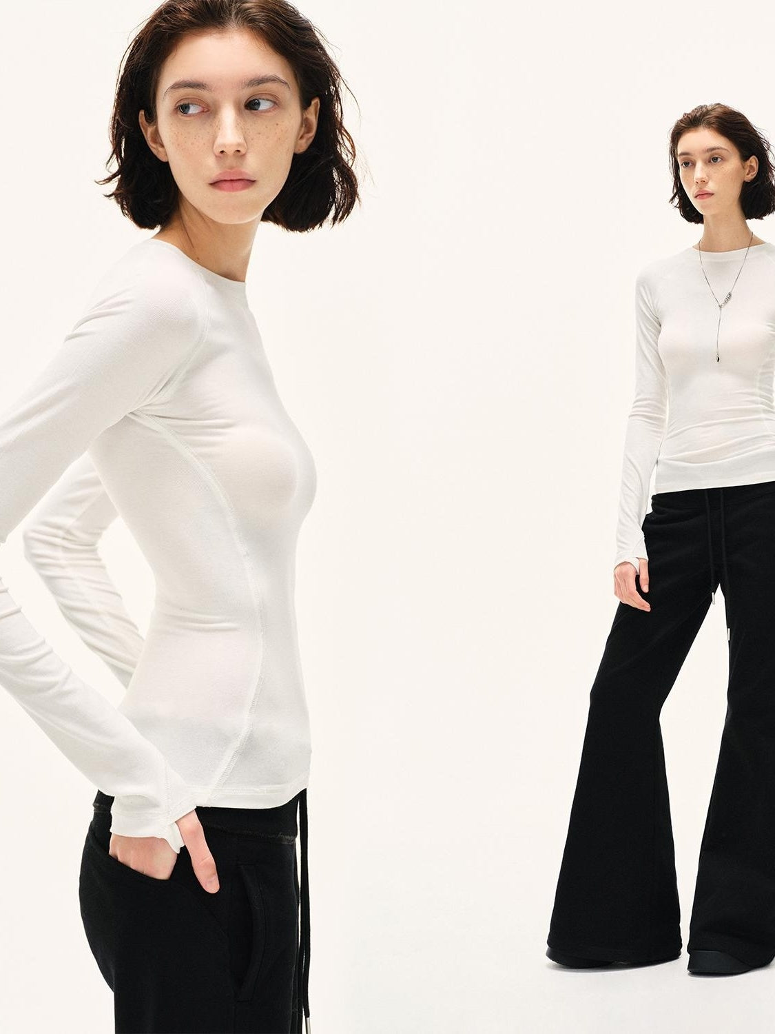 Kvkv White Structure Slim Yoga Base Top For Autumn And Winter Can Be Worn Inside Or Outside Shirt With High End Feel Long Sleeved 1