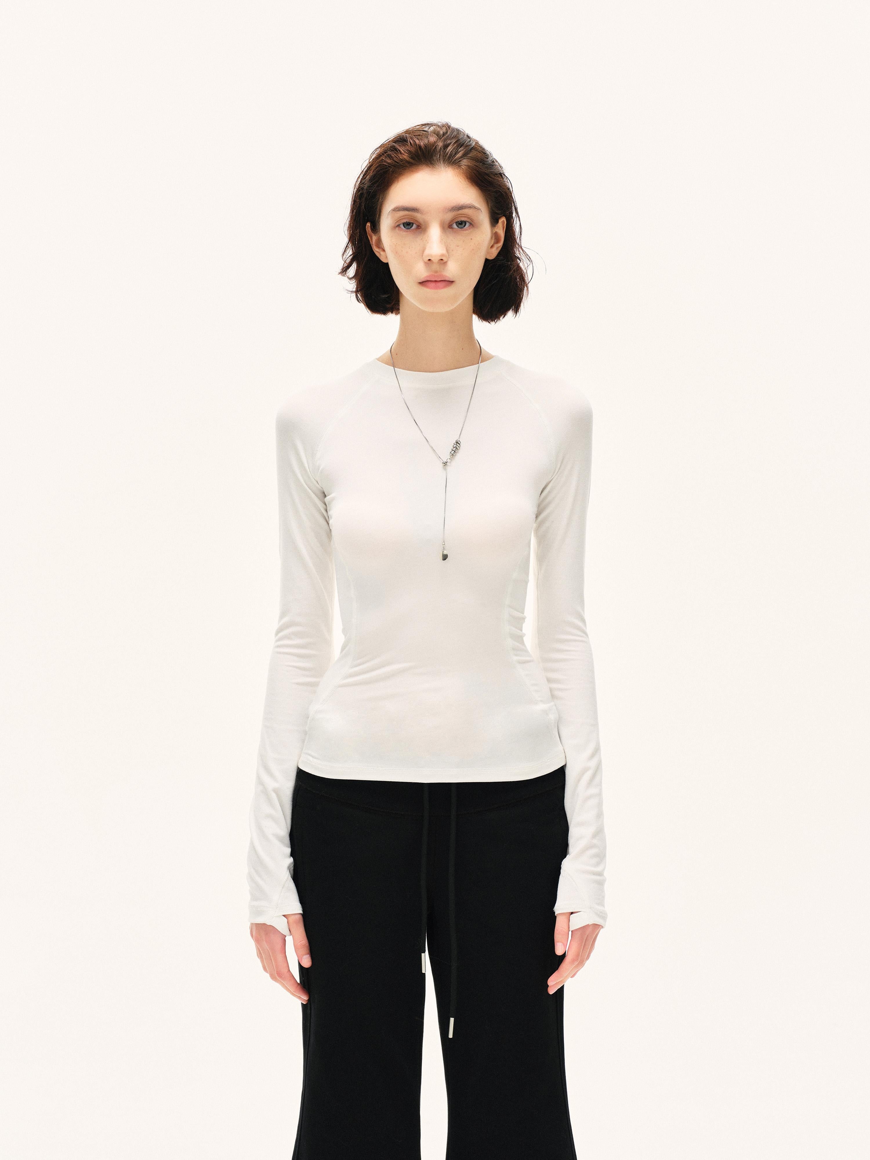 Kvkv White Structure Slim Yoga Base Top For Autumn And Winter Can Be Worn Inside Or Outside Shirt With High End Feel Long Sleeved 17