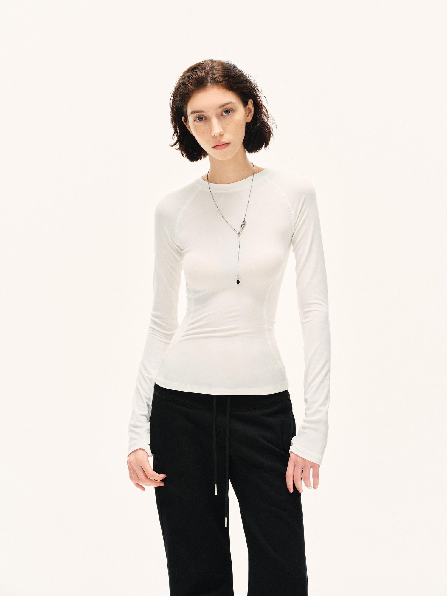 Kvkv White Structure Slim Yoga Base Top For Autumn And Winter Can Be Worn Inside Or Outside Shirt With High End Feel Long Sleeved 18