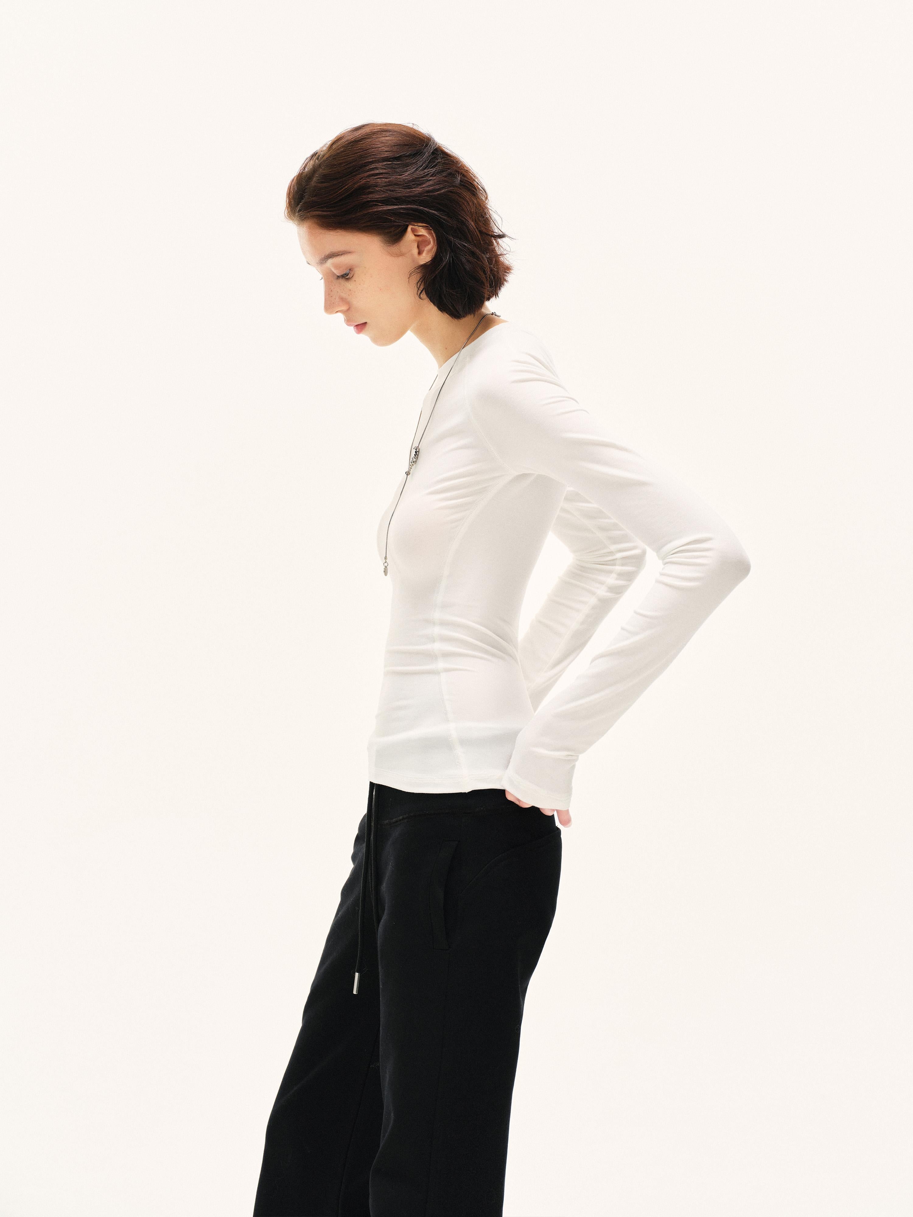 Kvkv White Structure Slim Yoga Base Top For Autumn And Winter Can Be Worn Inside Or Outside Shirt With High End Feel Long Sleeved 22