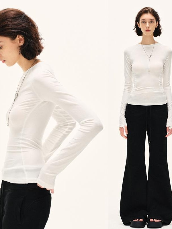 Kvkv White Structure Slim Yoga Base Top For Autumn And Winter Can Be Worn Inside Or Outside Shirt With High End Feel Long Sleeved 4