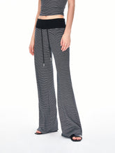 Kvkv Wide Waisted Spliced Drawstring Sweatpants American Style Sports Yoga Knitted Stripes Relaxed Casual Straight Leg Pants 23