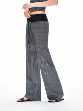 Kvkv Wide Waisted Spliced Drawstring Sweatpants American Style Sports Yoga Knitted Stripes Relaxed Casual Straight Leg Pants 29