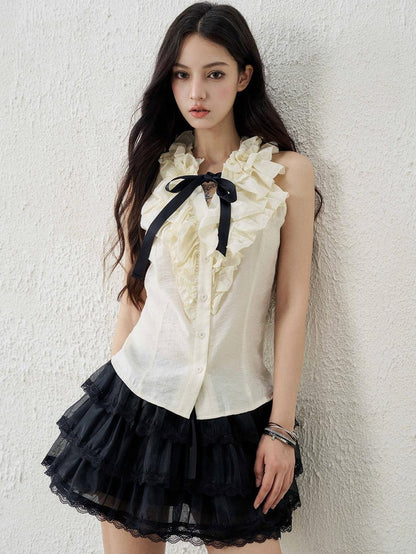LADYGHOST Apricot Ethereal Ballet Puff Layered Women&