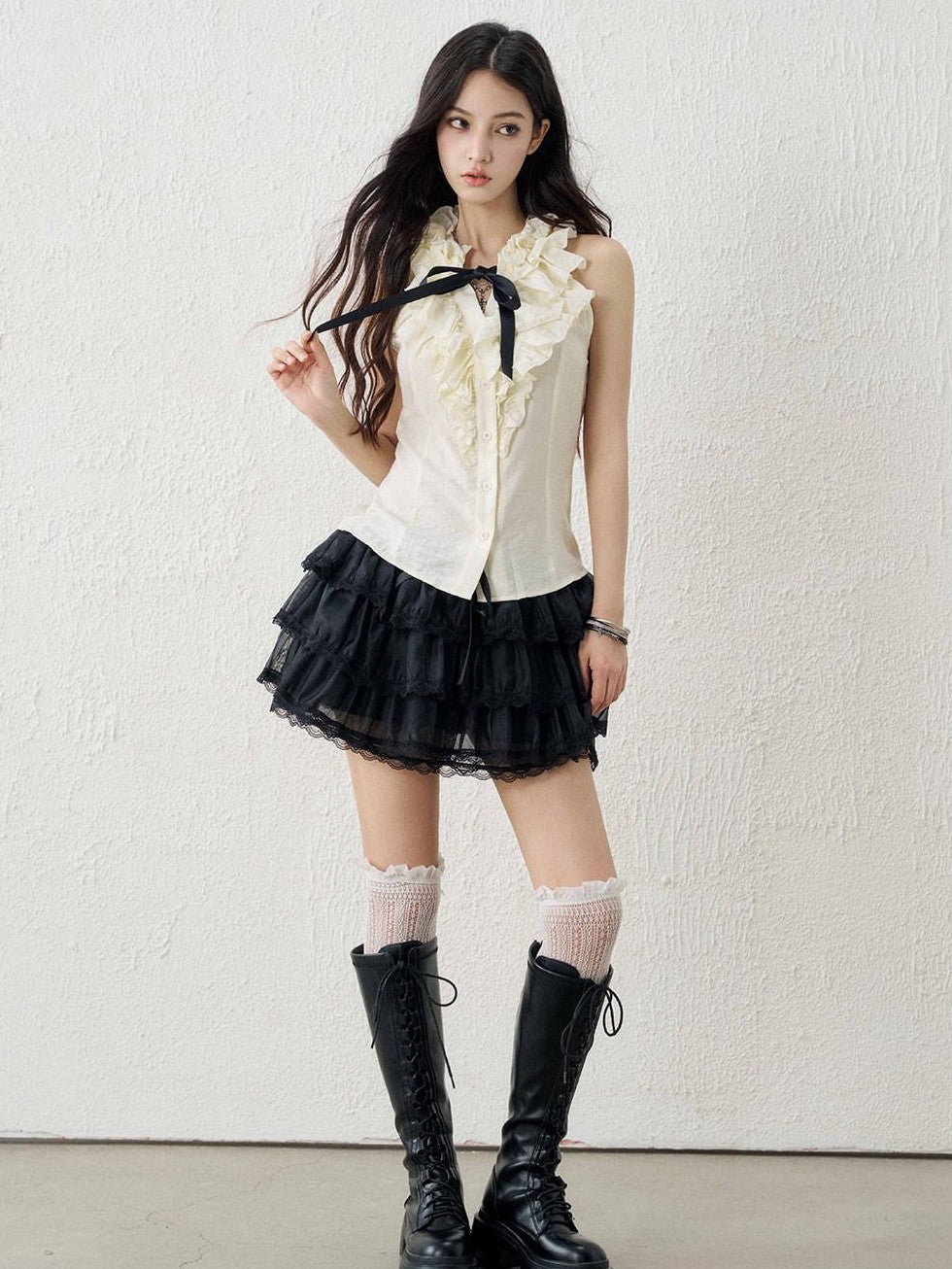 LADYGHOST Apricot Ethereal Ballet Puff Layered Women&