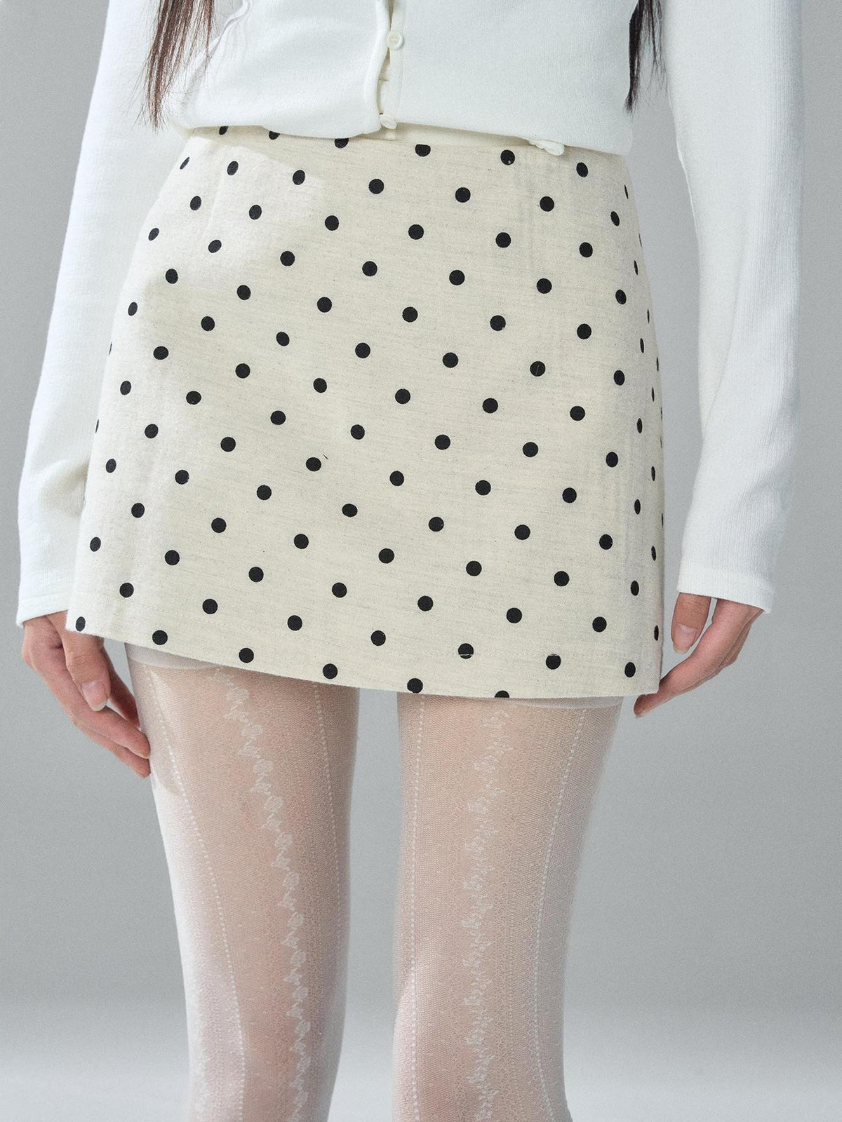 LADYGHOST Apricot Polka Dot Brushed High Waist Bodycon Women&