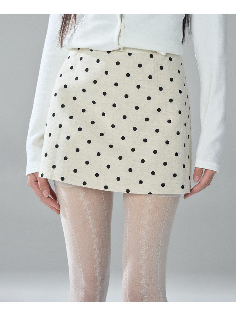 LADYGHOST Apricot Polka Dot Brushed High Waist Bodycon Women&