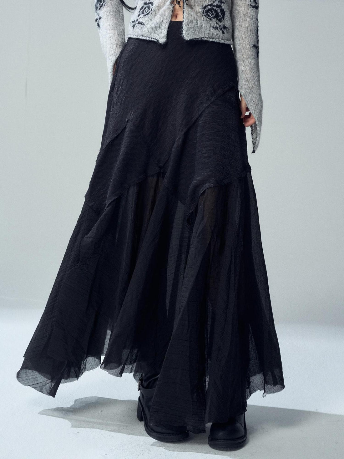LADYGHOST Asymmetric High Waist Split Pleated Women&