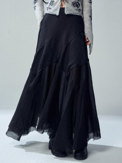 LADYGHOST Asymmetric High Waist Split Pleated Women&