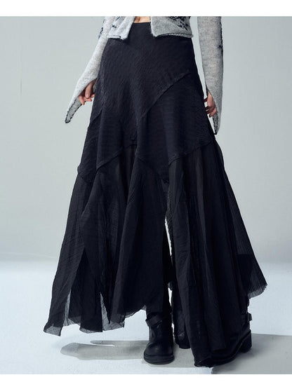 LADYGHOST Asymmetric High Waist Split Pleated Women&