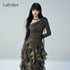 LADYGHOST_Asymmetric_One_Shoulder_Lace_Ruched_Women&