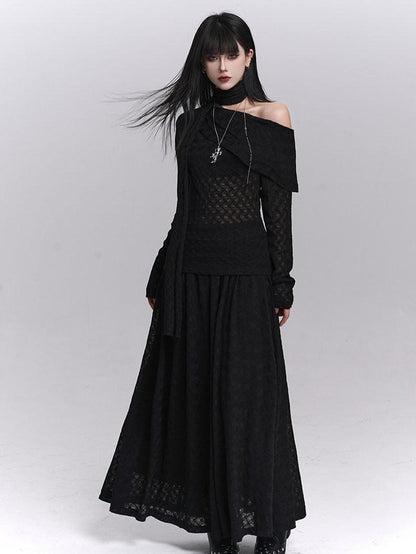 LADYGHOST Asymmetric One Shoulder Long Sleeve Women&