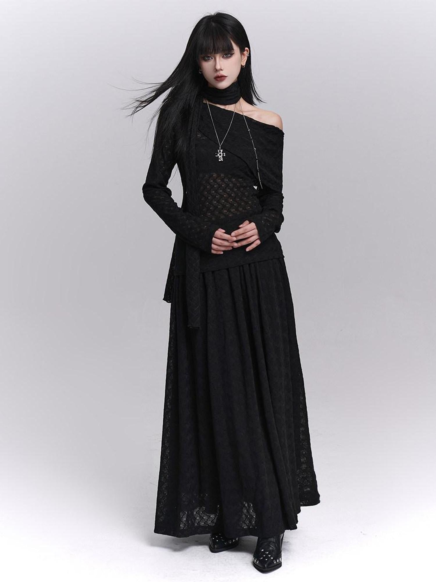 LADYGHOST Asymmetric One Shoulder Long Sleeve Women&