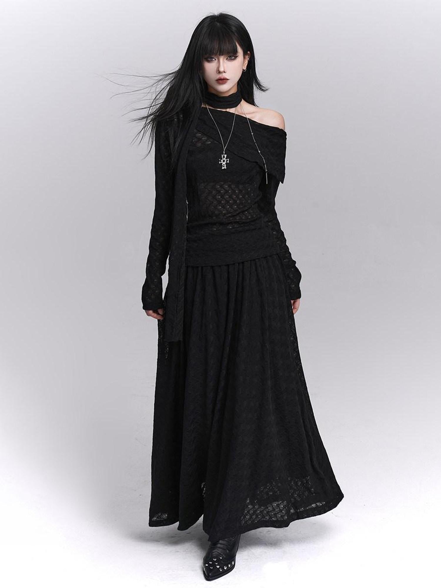 LADYGHOST Asymmetric One Shoulder Long Sleeve Women&