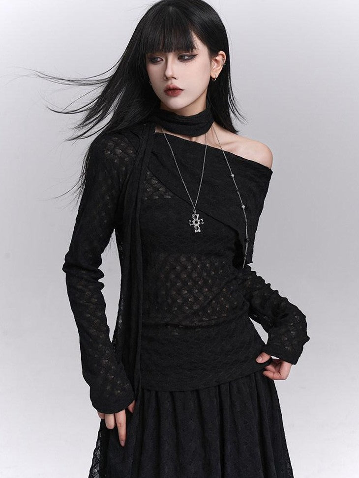LADYGHOST Asymmetric One Shoulder Long Sleeve Women&
