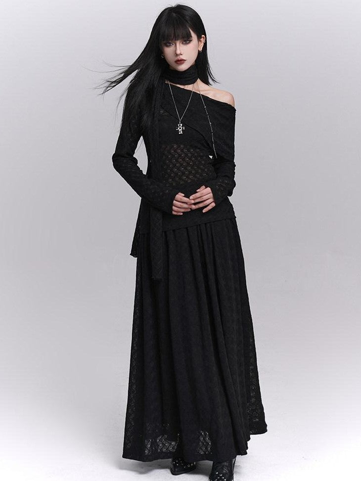 LADYGHOST Asymmetric One Shoulder Long Sleeve Women&