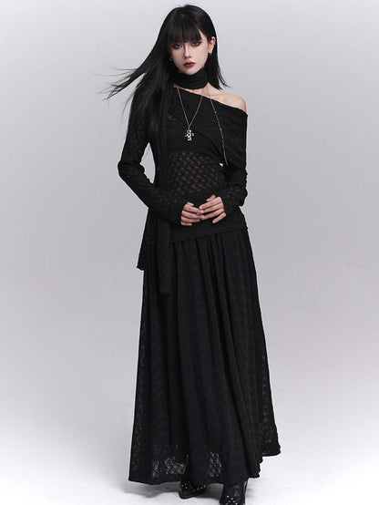 LADYGHOST Asymmetric One Shoulder Long Sleeve Women&