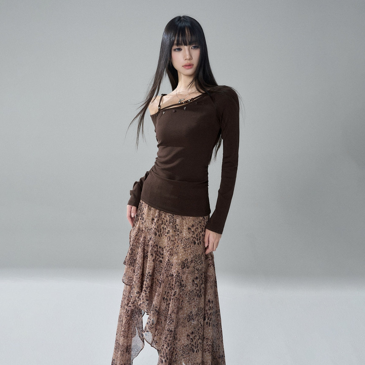 LADYGHOST_Asymmetrical_One_Shoulder_Ruched_Solid_Color_Cotton_Women&