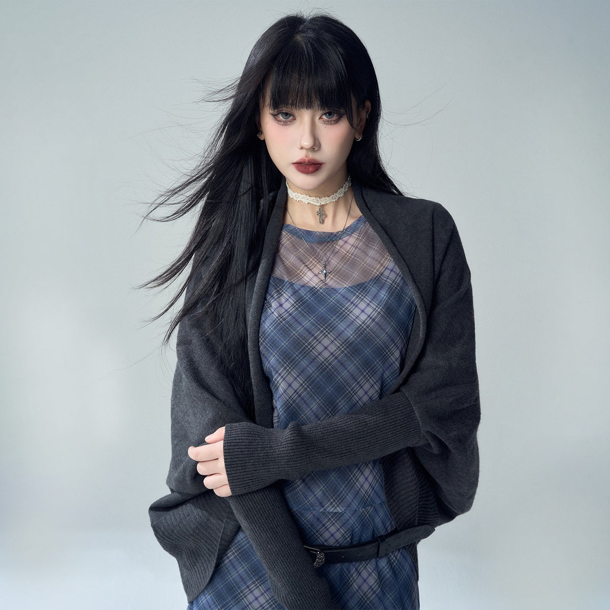 LADYGHOST_Batwing_Sleeve_Shawl_Collar_Knit_Women&