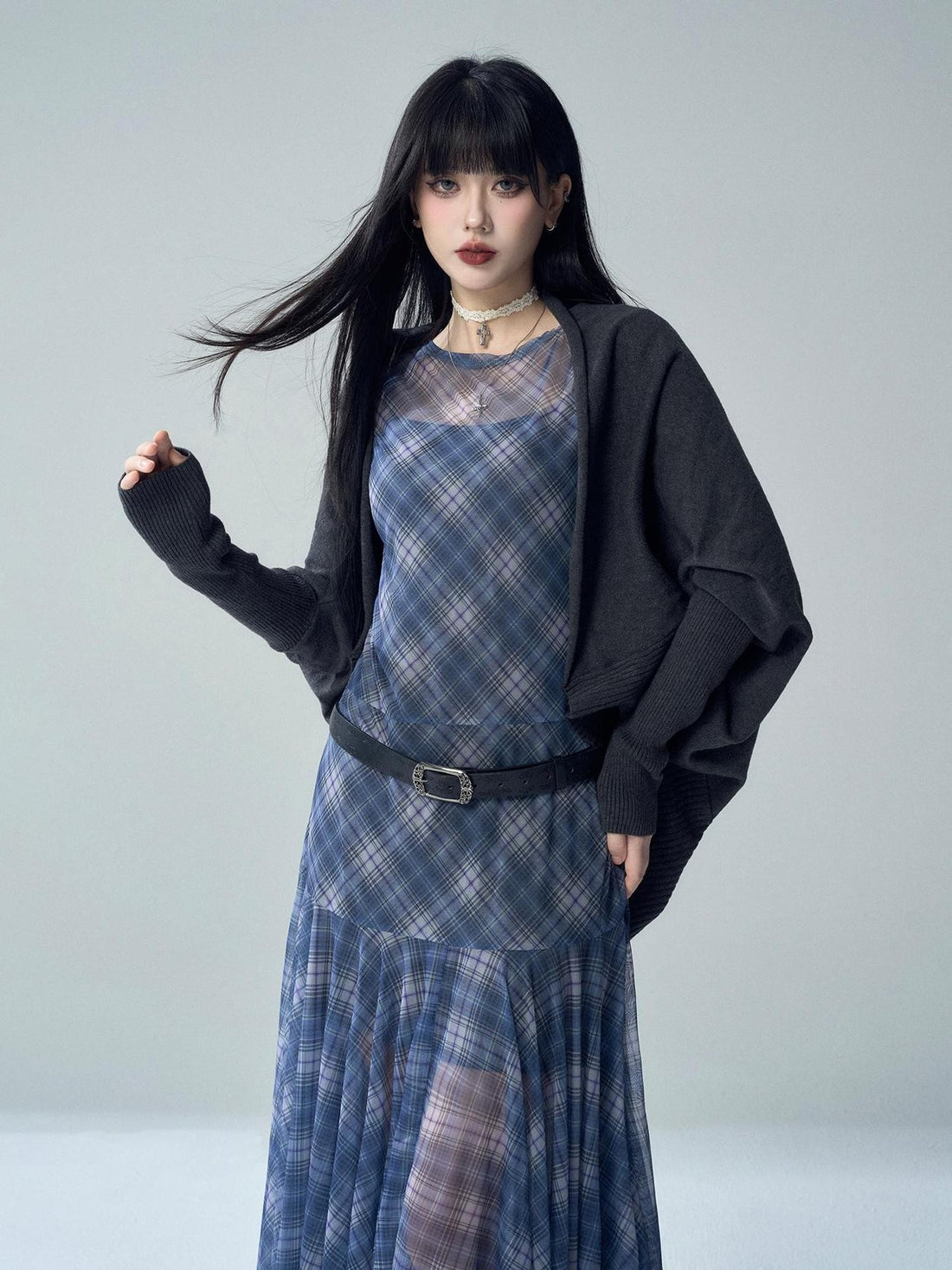 LADYGHOST Batwing Sleeve Shawl Collar Knit Women&