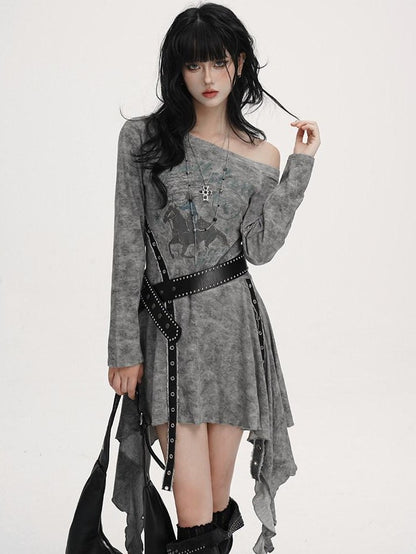 LADYGHOST Black Asymmetric Long Sleeve Ghostly Festival Women&