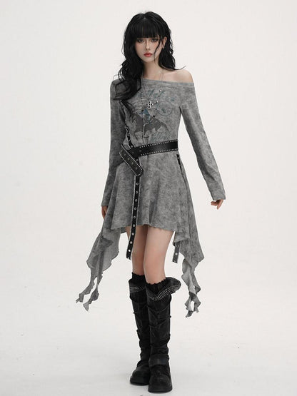 LADYGHOST Black Asymmetric Long Sleeve Ghostly Festival Women&