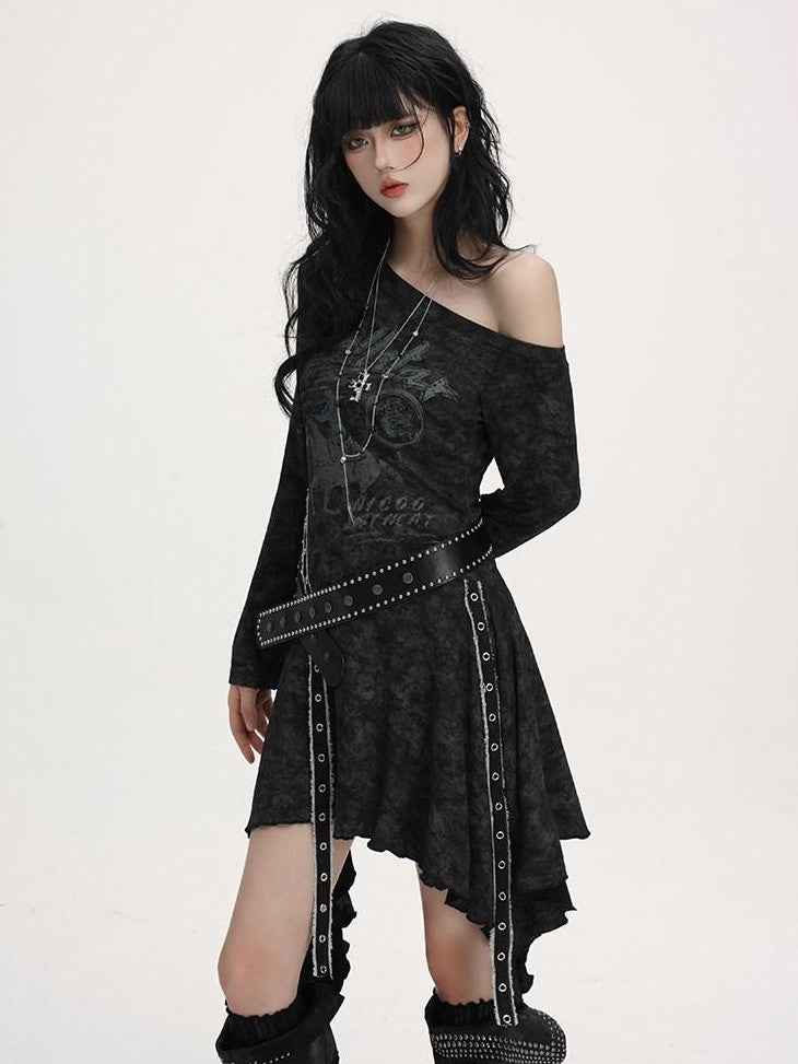 LADYGHOST Black Asymmetric Long Sleeve Ghostly Festival Women&