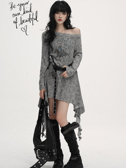 LADYGHOST Black Asymmetric Long Sleeve Ghostly Festival Women&