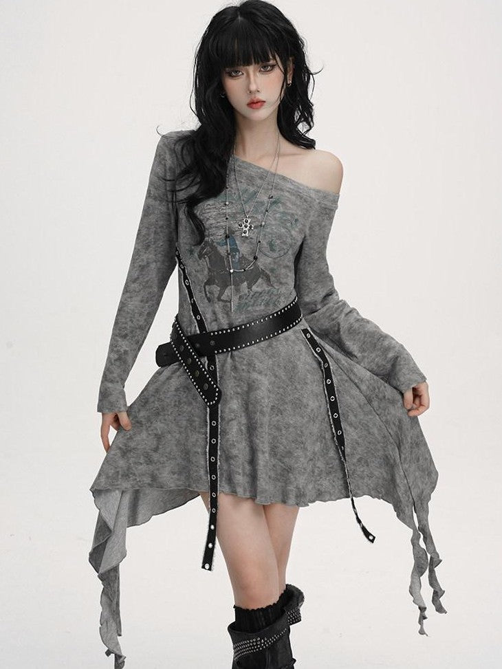 LADYGHOST Black Asymmetric Long Sleeve Ghostly Festival Women&