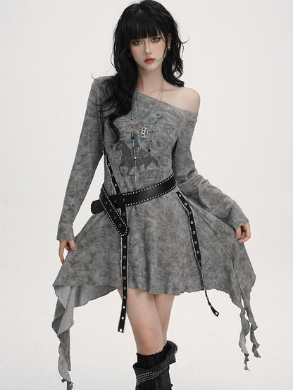 LADYGHOST Black Asymmetric Long Sleeve Ghostly Festival Women&