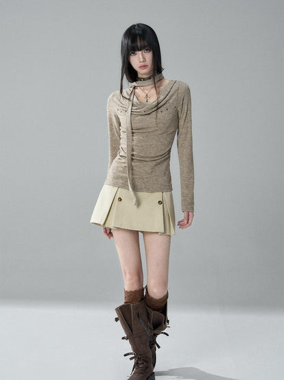LADYGHOST Black Cropped Double Breasted Straight Fit Long Sleeve Women&
