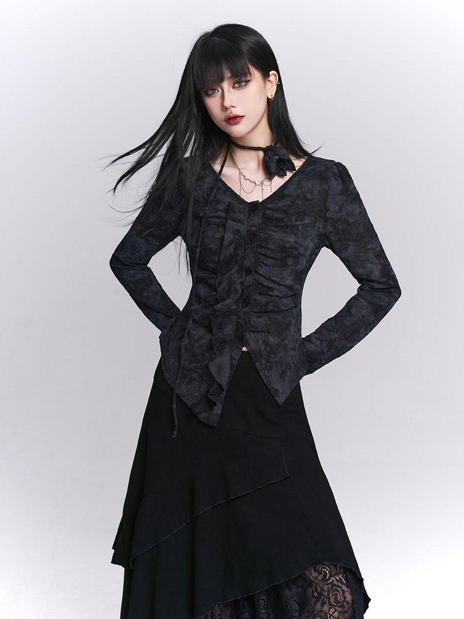 LADYGHOST Black Cropped Ethereal Designer Unique Women&