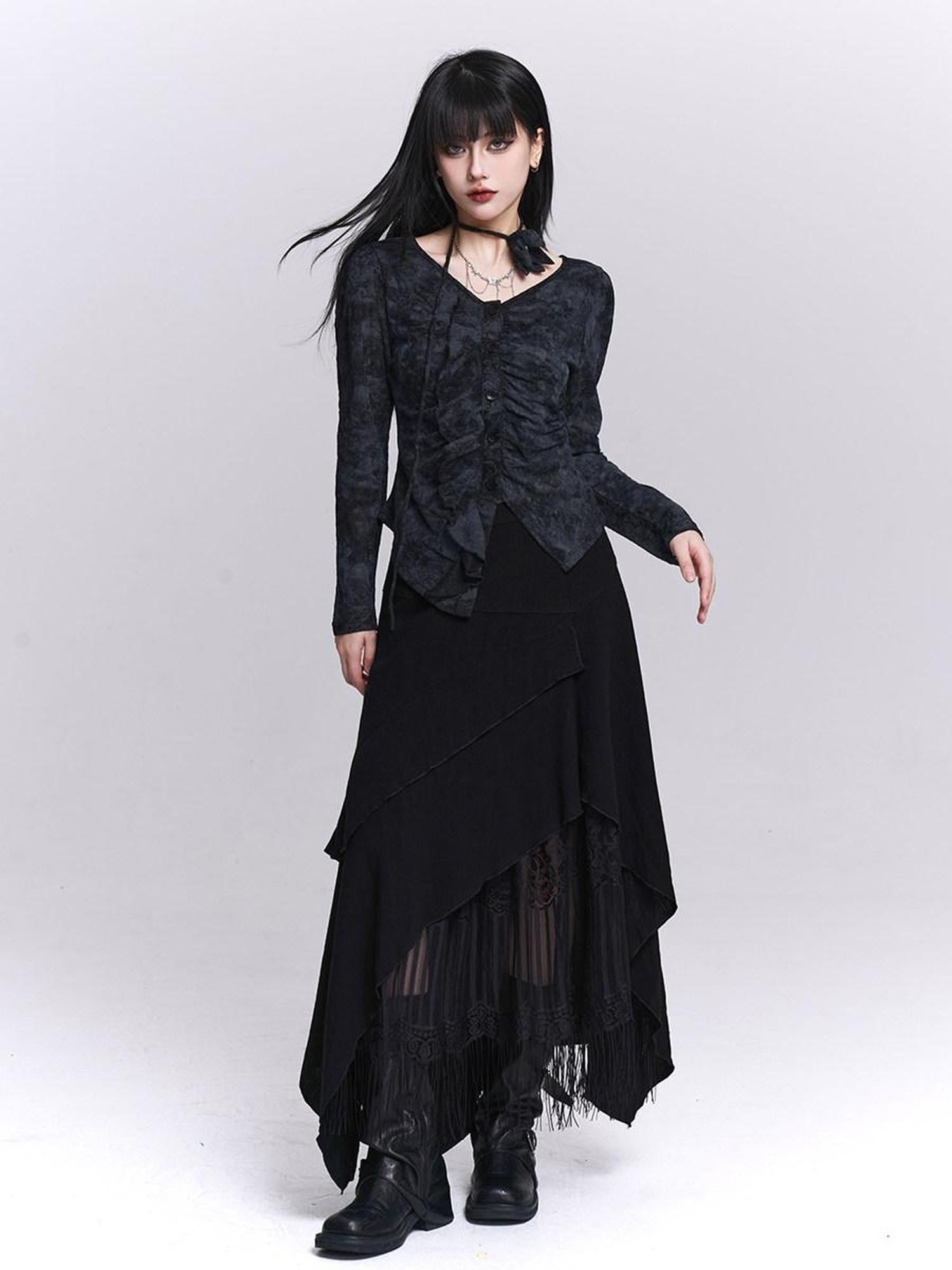 LADYGHOST Black Cropped Ethereal Designer Unique Women&