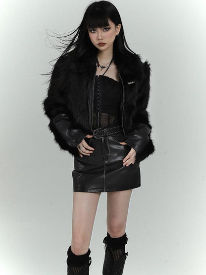 LADYGHOST Black Cropped Quilted Padded Bonded Women&
