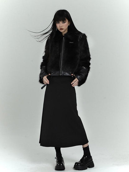 LADYGHOST Black Cropped Quilted Padded Bonded Women&