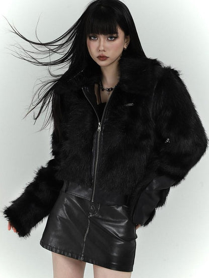 LADYGHOST Black Cropped Quilted Padded Bonded Women&