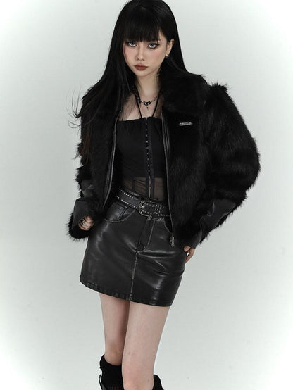 LADYGHOST Black Cropped Quilted Padded Bonded Women&
