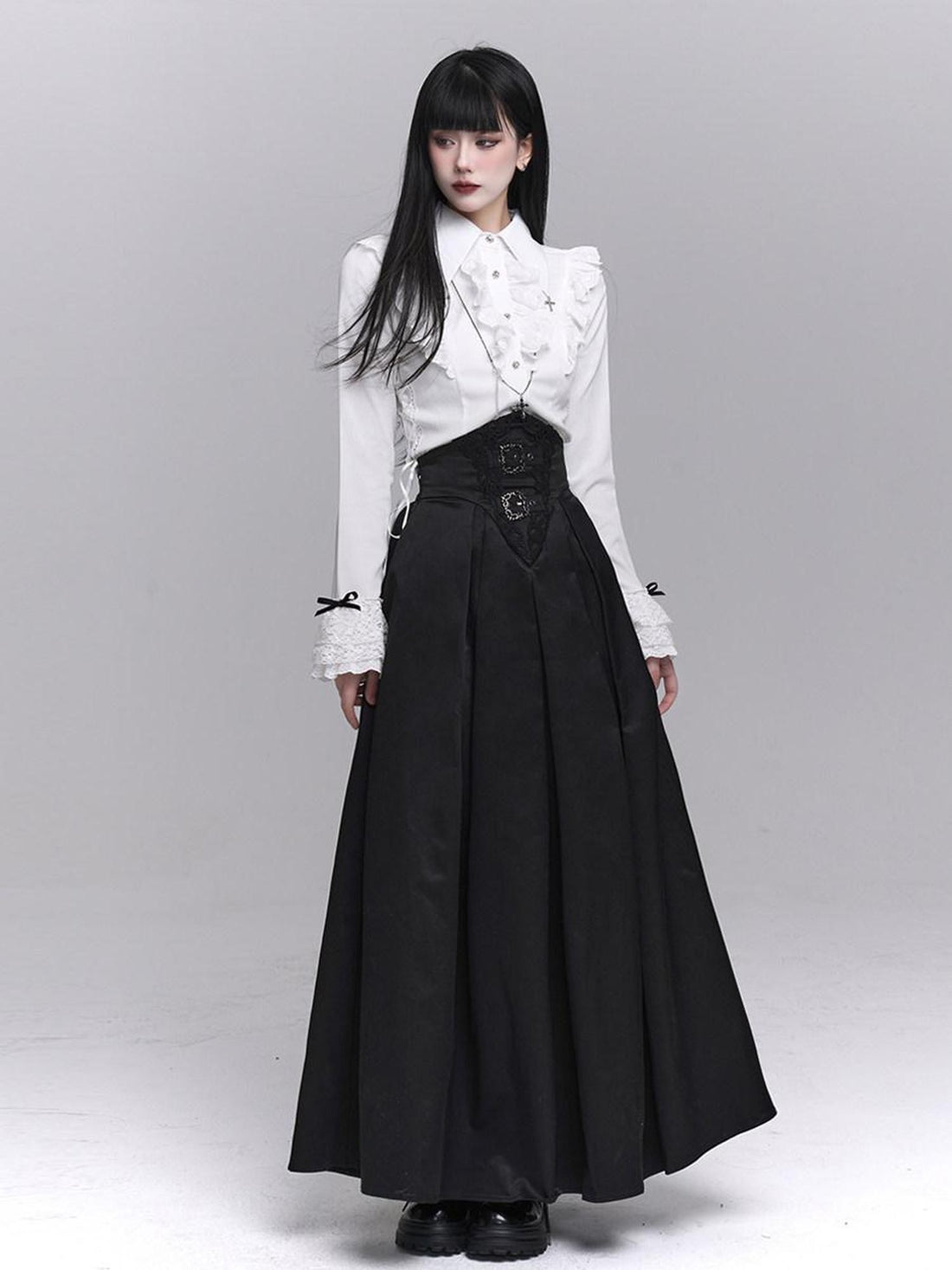 LADYGHOST Black Ghost Girl Dark Gothic Corset Cinched Waist Women&