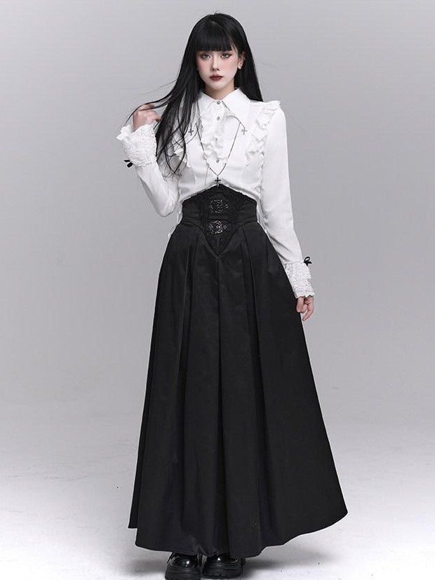LADYGHOST Black Ghost Girl Dark Gothic Corset Cinched Waist Women&