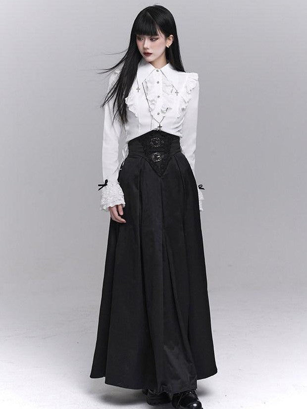 LADYGHOST Black Ghost Girl Dark Gothic Corset Cinched Waist Women&