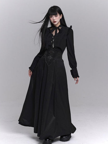 LADYGHOST Black Ghost Girl Dark Gothic Corset Cinched Waist Women&