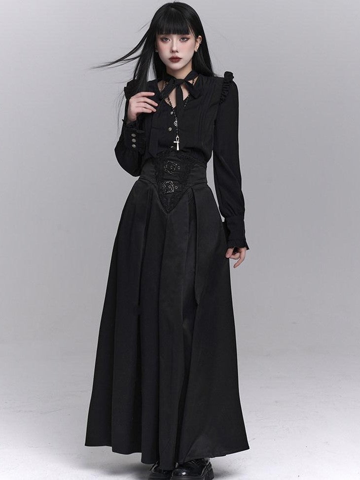 LADYGHOST Black Ghost Girl Dark Gothic Corset Cinched Waist Women&
