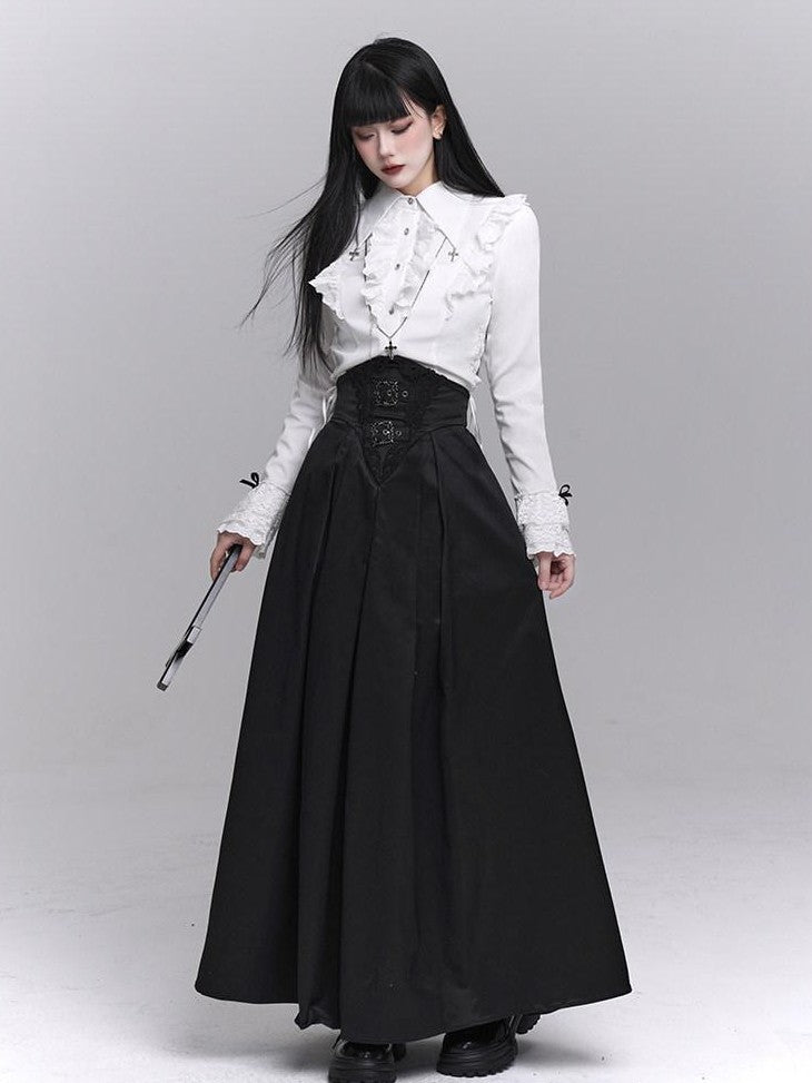 LADYGHOST Black Ghost Girl Dark Gothic Corset Cinched Waist Women&