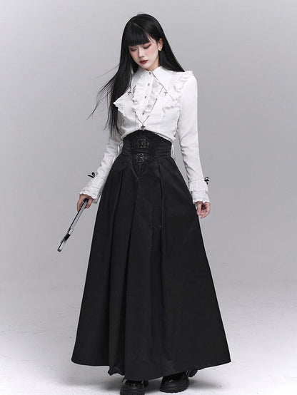 LADYGHOST Black Ghost Girl Dark Gothic Corset Cinched Waist Women&