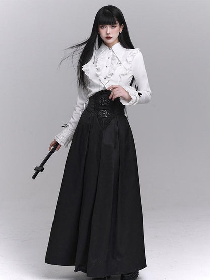 LADYGHOST Black Ghost Girl Dark Gothic Corset Cinched Waist Women&