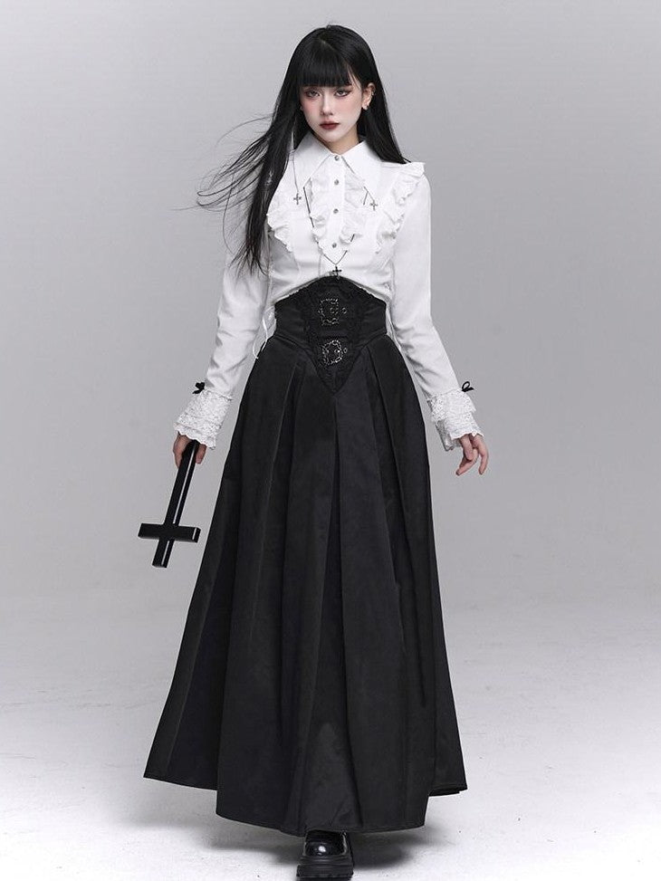 LADYGHOST Black Ghost Girl Dark Gothic Corset Cinched Waist Women&