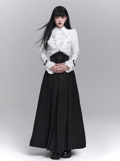 LADYGHOST Black Ghost Girl Dark Gothic Corset Cinched Waist Women&