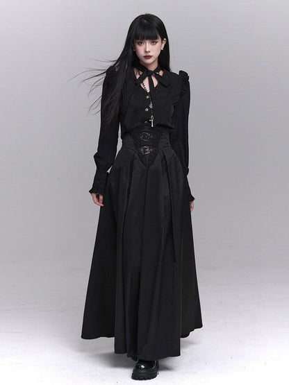 LADYGHOST Black Ghost Girl Dark Gothic Corset Cinched Waist Women&